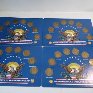 Lot 4 Sets 1992 Shell Presidential Coin Collection Lincoln JFK FDR Washington